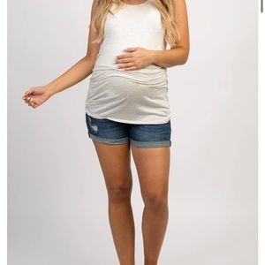 Pinkblush Navy distressed maternity denim shorts
